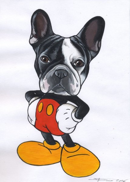 Два французских бульдога арт