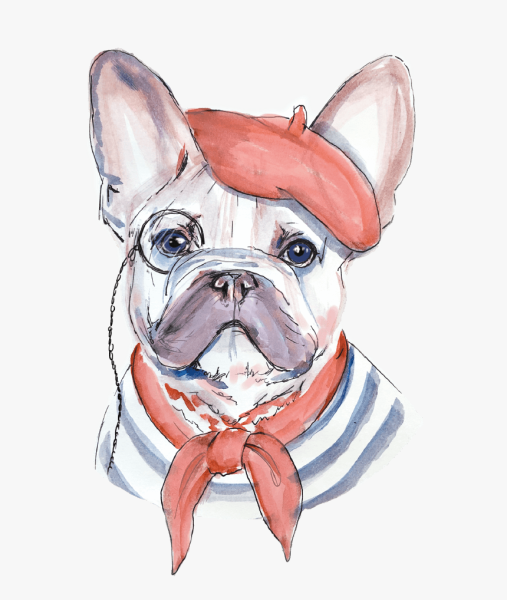 Французский бульдог карандашом