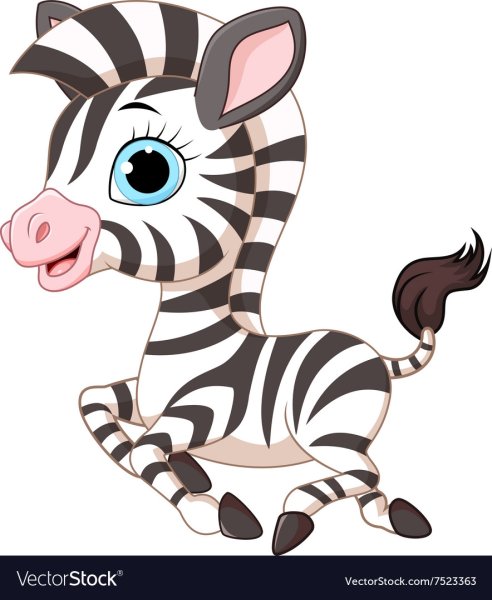Зебра мультяшная на белом фоне