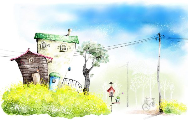 Фон с домиком для детей