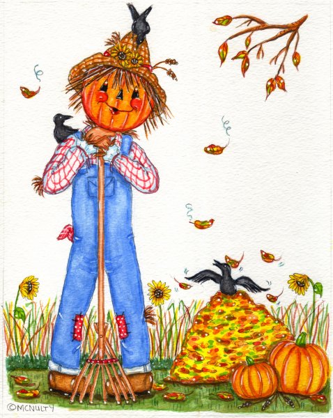 Пугало тыквами смешные