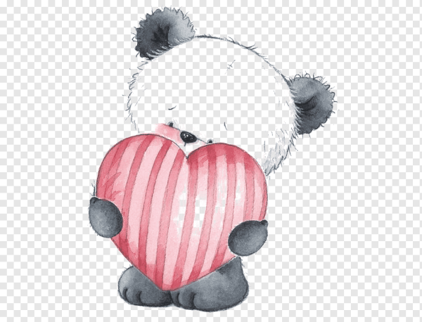 Мишка с сердечком нарисова