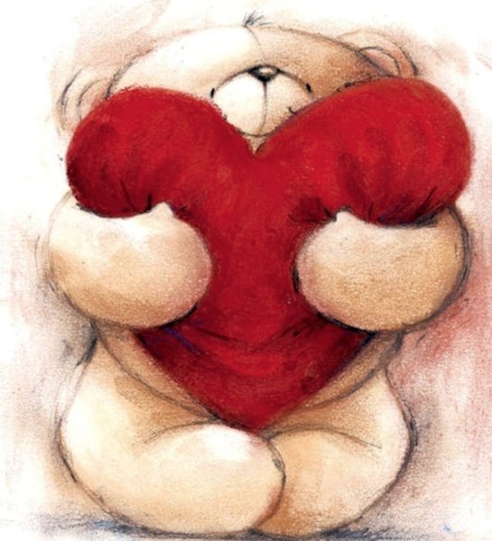 Мишка с сердечком мультяшный