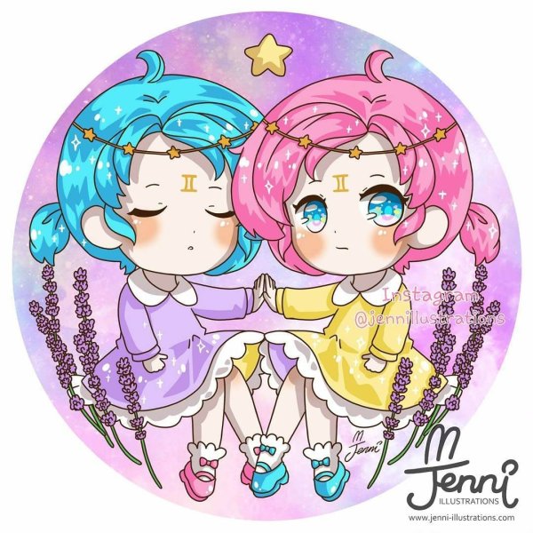 Чиби знаки зодиака Близнецы