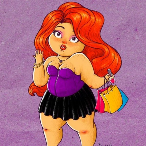 Милые пухлые персонажи девушки из мультиков