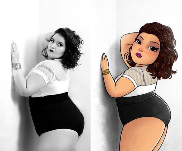 Полные мультяшные девушки