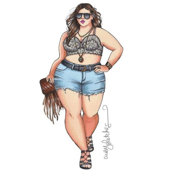 Пухлая девушка рисунок