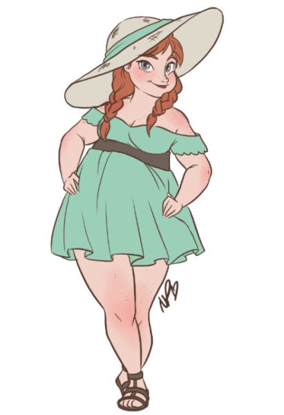 Нарисованная полная девушка