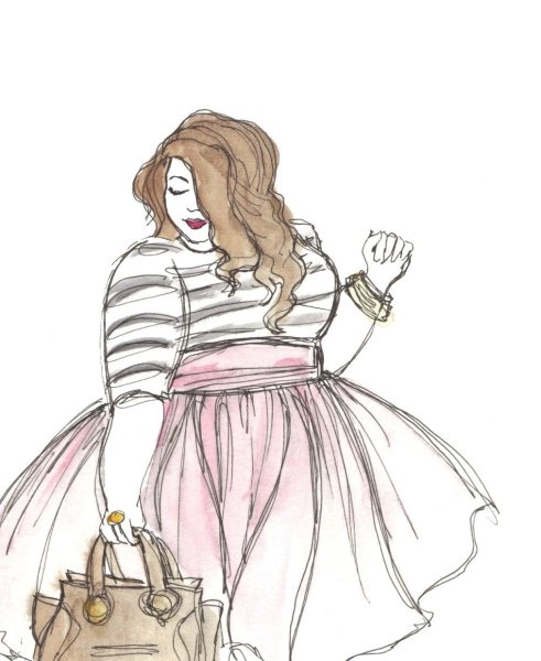 Нарисованная полная девушка