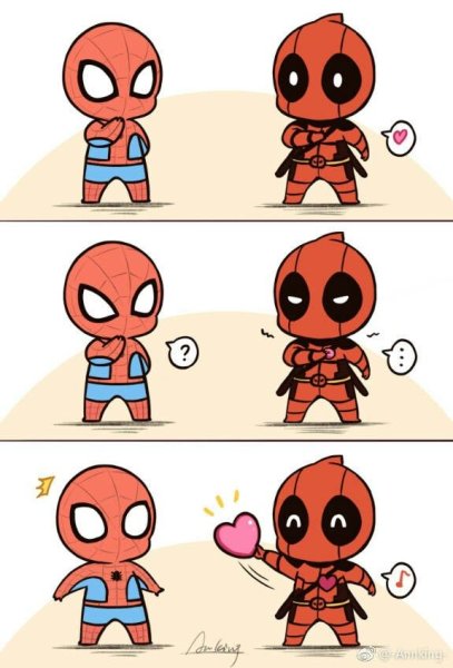 Дэдпул и человек паук мультяшные