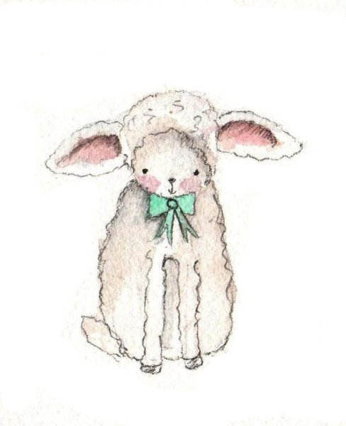 Овечка акварелью