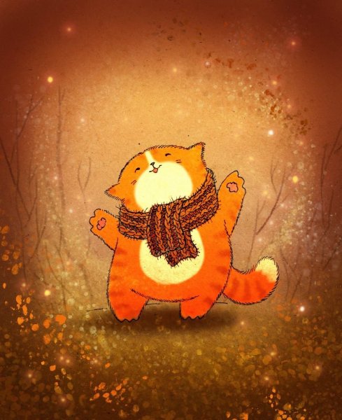 Рыжий кот нарисованный