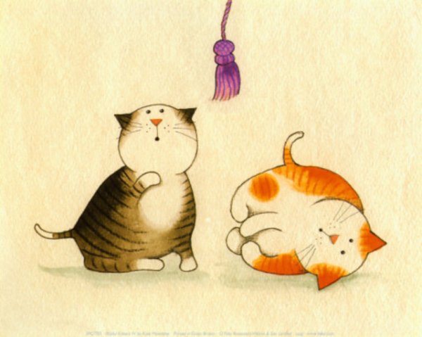 Рыжий и серый кот Рисованные