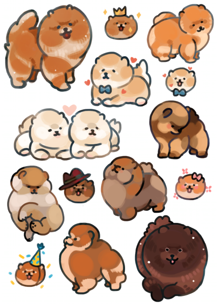 Мультяшные Шпицы милые