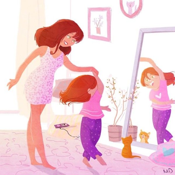 Мама с дочкой иллюстрация