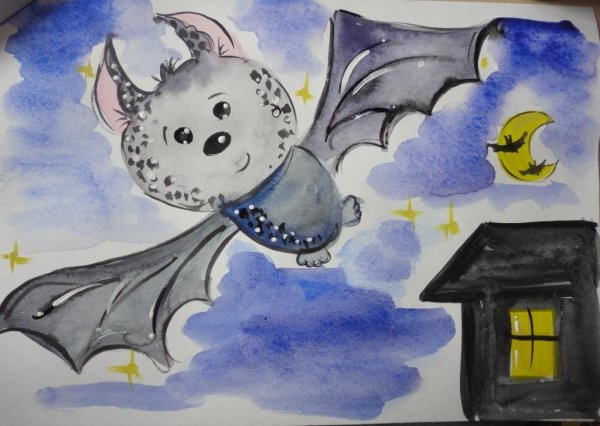 Детские рисунки летучих мышей