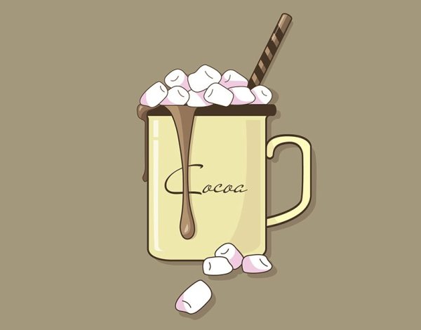Какао с маршмеллоу иллюстрация