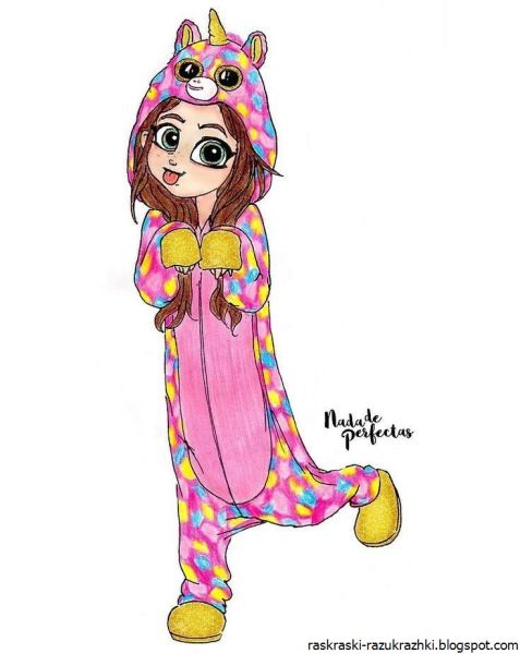 Рисунки для срисовки девочки в пижамах