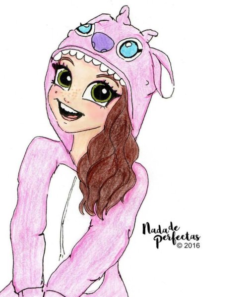 Девочка в кигуруми Стича для срисовк