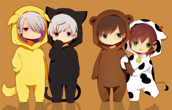 Аниме девушки в костюмах животных