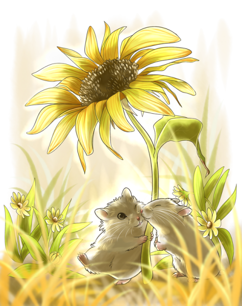 Мышонок на подсолнухе