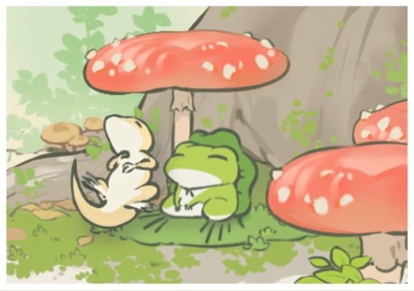 Лягушка на мухоморе рисунок