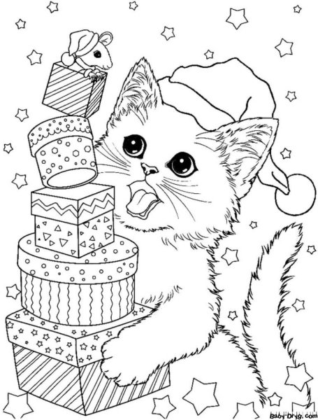 Раскраска кот Пушин Единорог