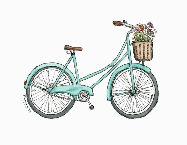 Велосипед цветными карандашами