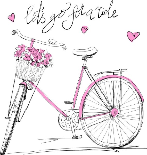 Велосипед с цветами вектор