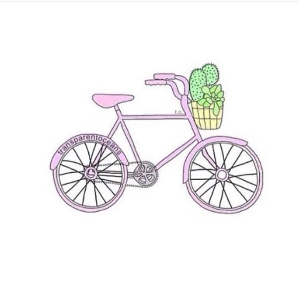 Розовый велосипед на прозрачном фоне