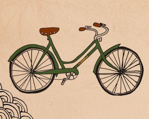 Велосипед цветными карандашами
