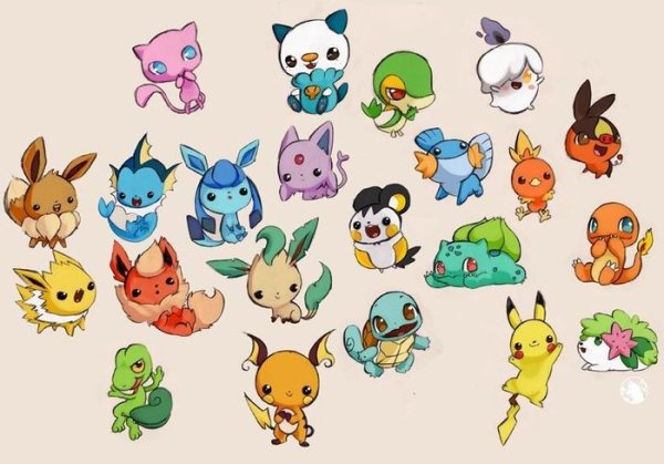 Чиби аниме покемоны