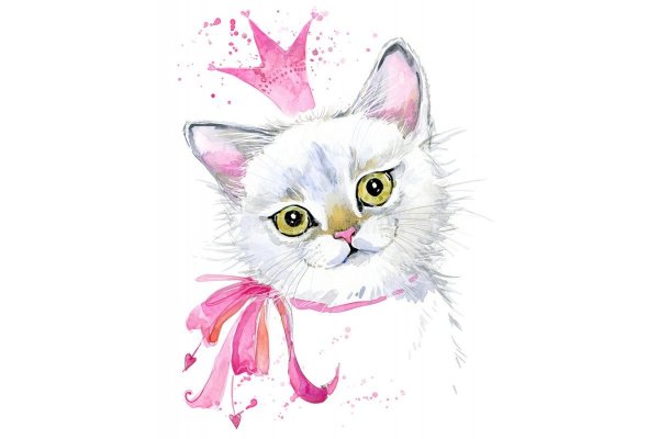 Кошечка с короной рисунок