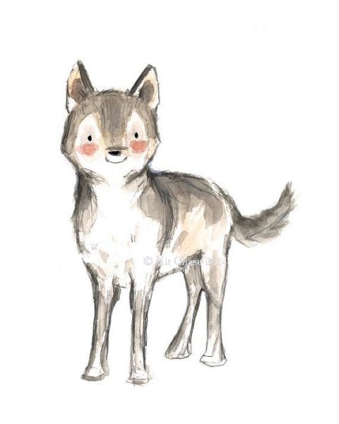 Милый волк для срисовки