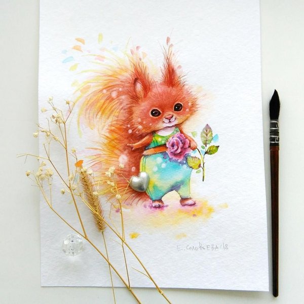 Милые иллюстрации белочки