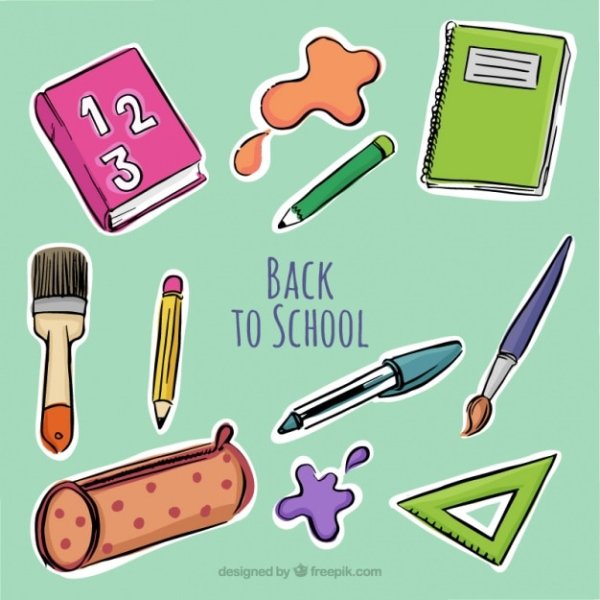 Принадлежности для школы срисовать