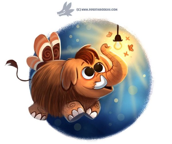 Милый мамонт с большими глазами