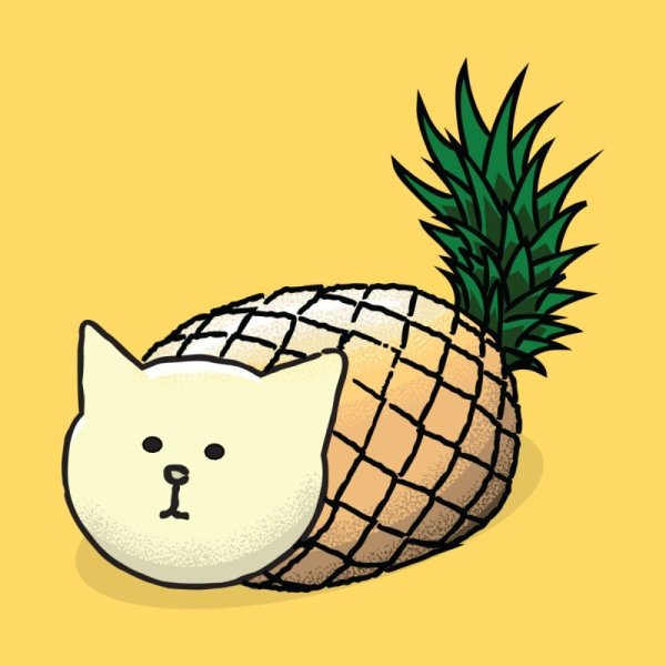 Кошка с ананасом