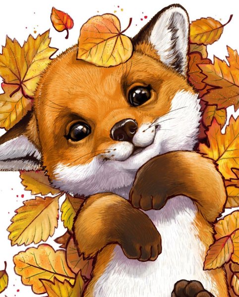 Осенняя лиса рисунок