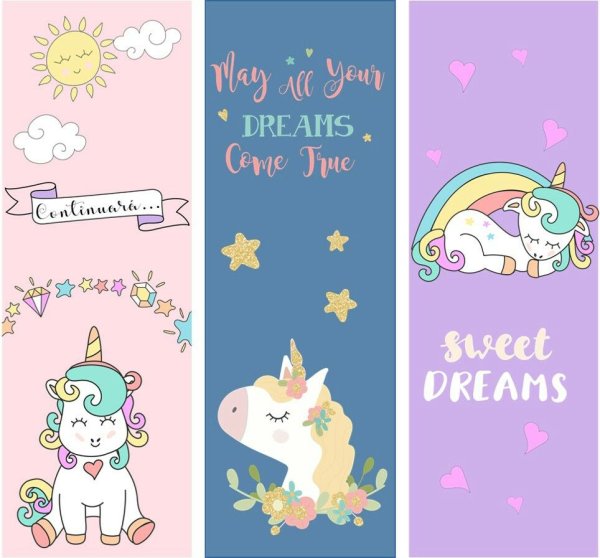 Закладки с единорогами для распечатки