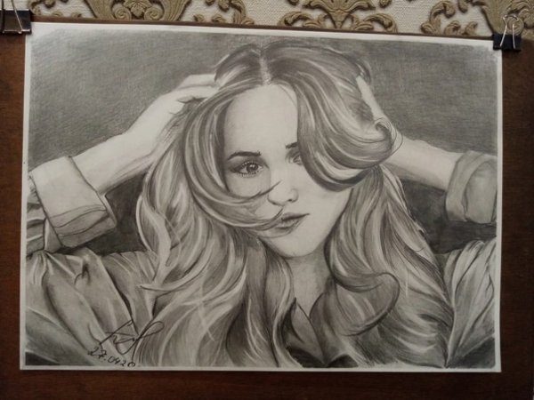 Портрет на листе а3 красками