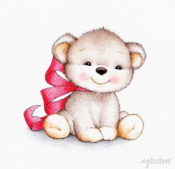 Стикеры Медвежонок с цветами