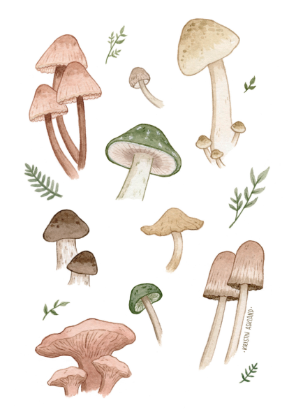 Милые грибы арт