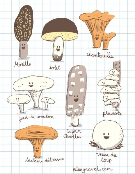 Скетчи милые грибы