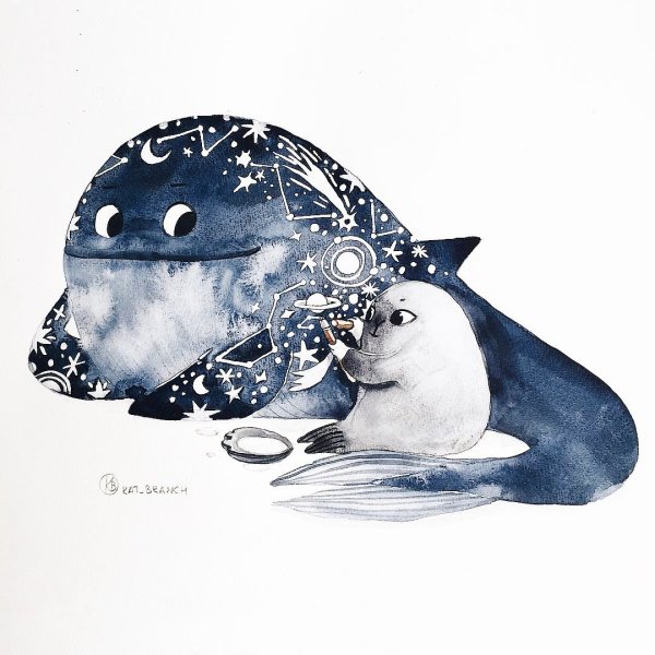 Тюлень акварелью