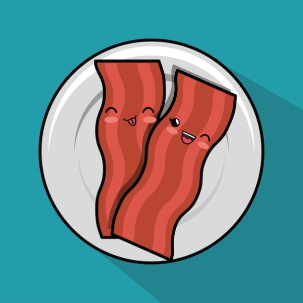 Легкие рисунки милые бекон и яичница