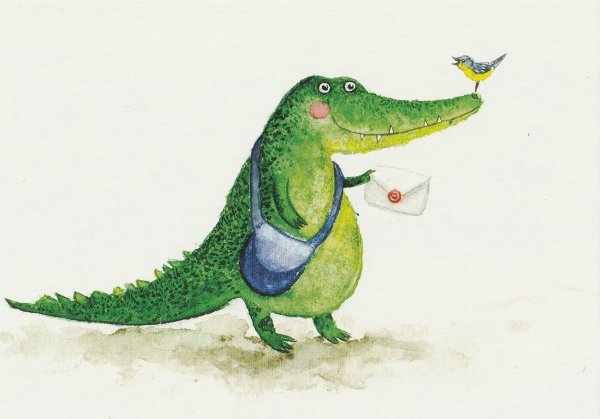 Крокодил акварелью
