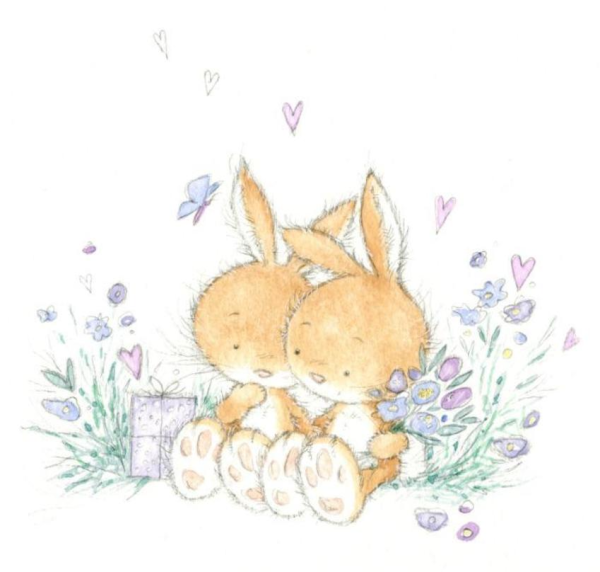 Зайчатки акварель