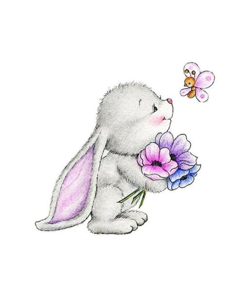 Милый зайчик с цветами