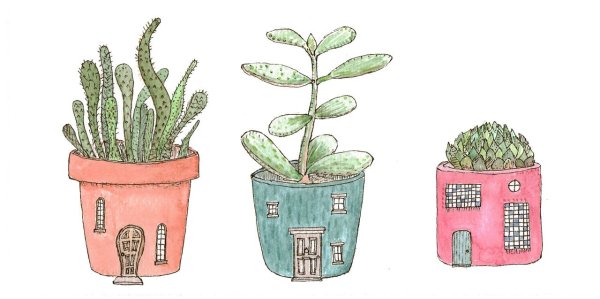 Тумблер растения в горшках